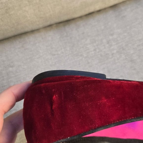 Giuseppe Zanotti Red Velvet Ballet Flats - Picture 14 of 16